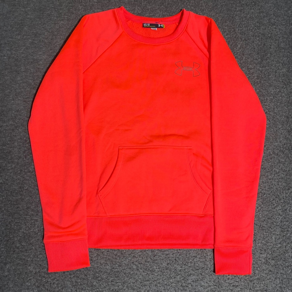 Under Armour Women's Storm Fleece Sweatshirt Neon Pink Crewneck Pullover Medium